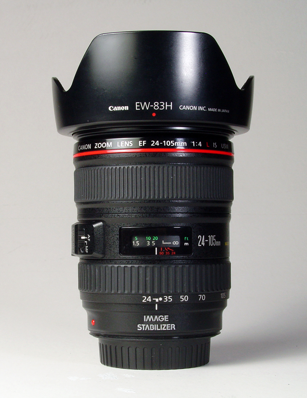 Click to Enlarge - Canon EF 24-105mm f/4.0L IS USM with hood