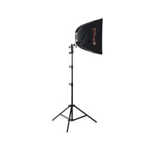 Typical light stand with soft box mounted.