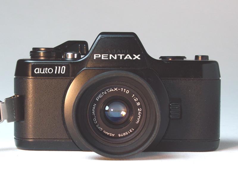 Pentax Auto 110 with Pentax-110 1:2.8 24mm and hood