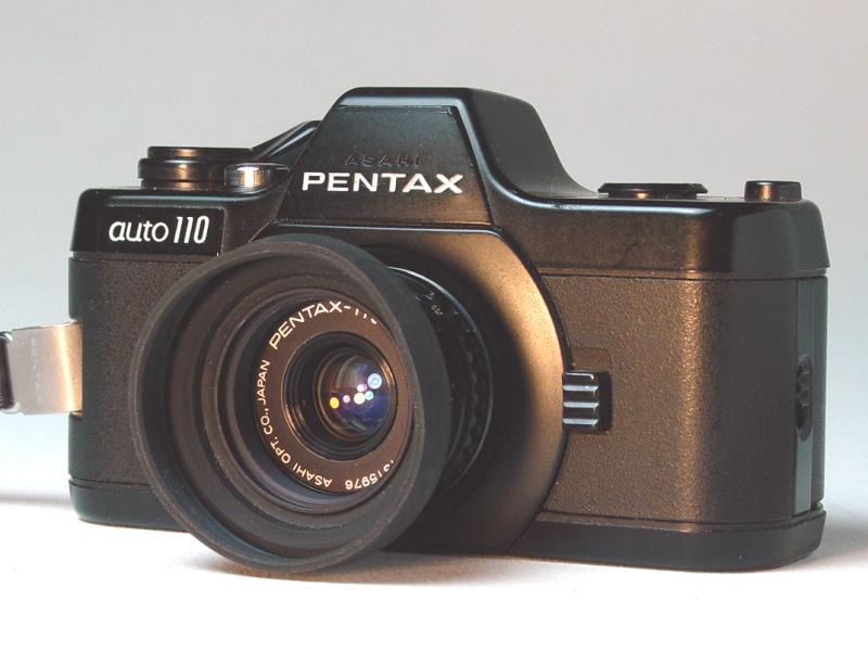 Pentax Auto 110 with Pentax-110 1:2.8 24mm and hood