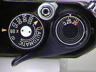 Pentax ESII - Film advance, shutter and shutter speed dial