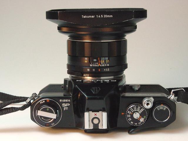 Super-Multi-Coated Takumar 20mm f/4.5 with Spotmatic F and hood