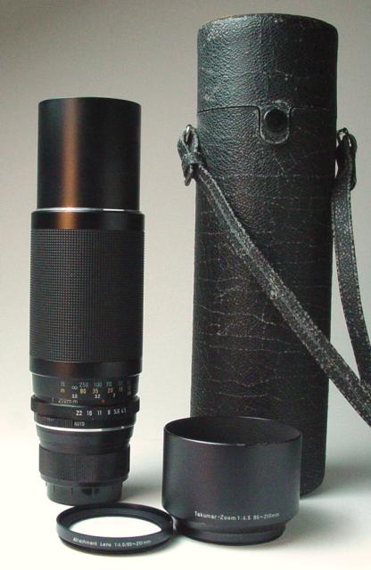 Super-Multi-Coated TAKUMAR-ZOOM 1:4.5/85~210mm Accessory Lens and Hood - Click to Enlarge